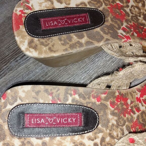 Lisa Vicky Macrame Thong Heel Sandals Sz 8 - Picture 7 of 9